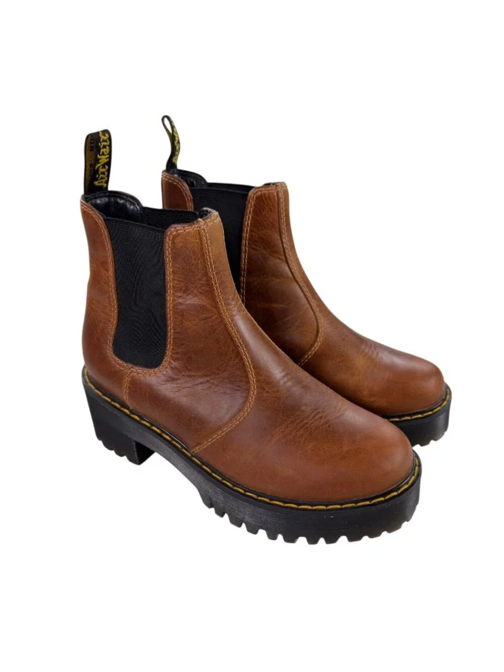 Dr. Martens Rometty Chelsea Platform Boots Womens Size 6 Crazy Horse Brown